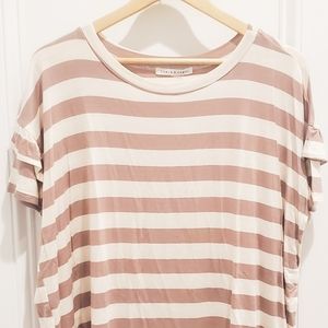 Muave Striped Ruffle Sleeve Top